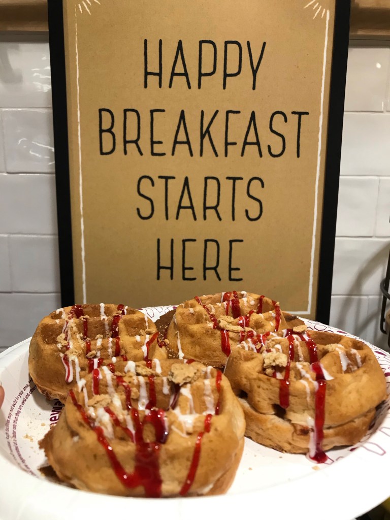 waffles and a sign