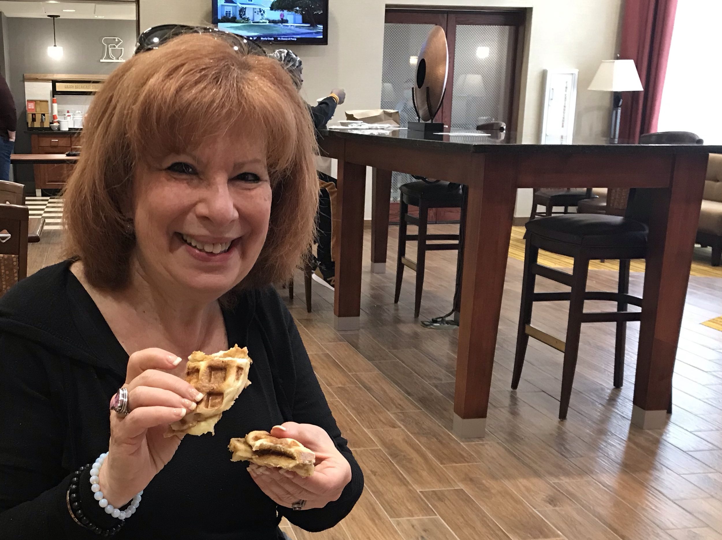 heidi with waffled bagel
